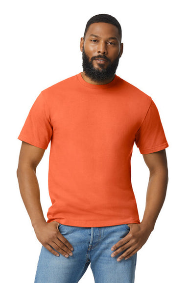 Gildan G650 Mens Softstyle Short Sleeve Crewneck T-Shirt Orange Model Front