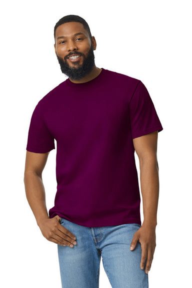 Gildan G650 Mens Softstyle Short Sleeve Crewneck T-Shirt Maroon Model Front