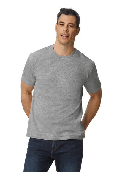 Gildan G650 Mens Softstyle Short Sleeve Crewneck T-Shirt Sport Grey Model Front