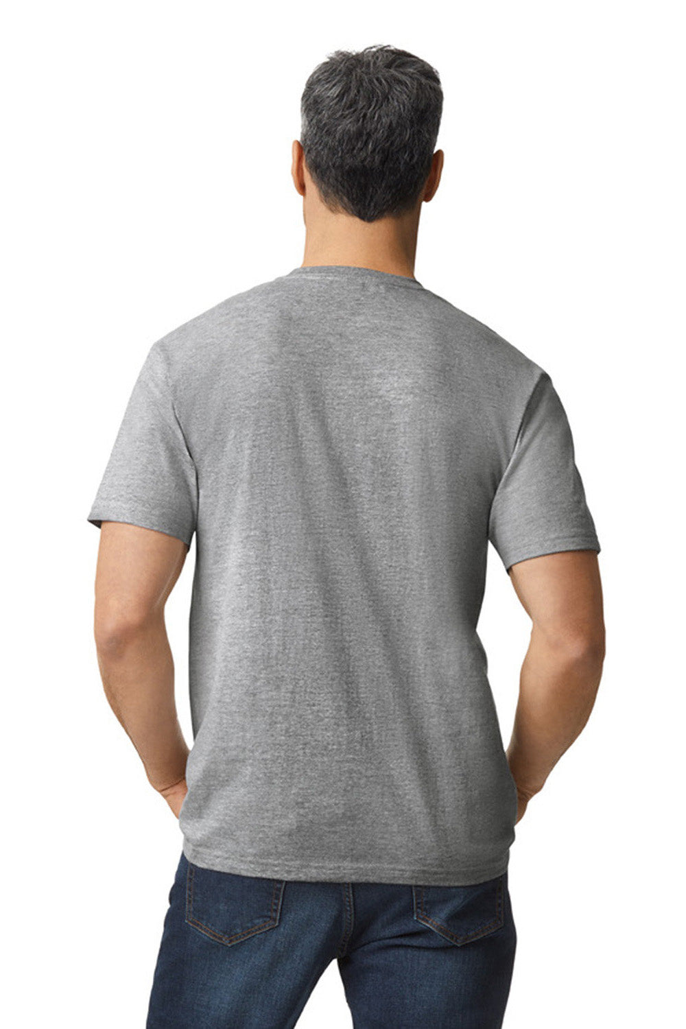 Gildan G650 Mens Softstyle Short Sleeve Crewneck T-Shirt Sport Grey Model Back