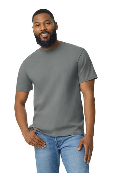 Gildan G650 Mens Softstyle Short Sleeve Crewneck T-Shirt Charcoal Grey Model Front