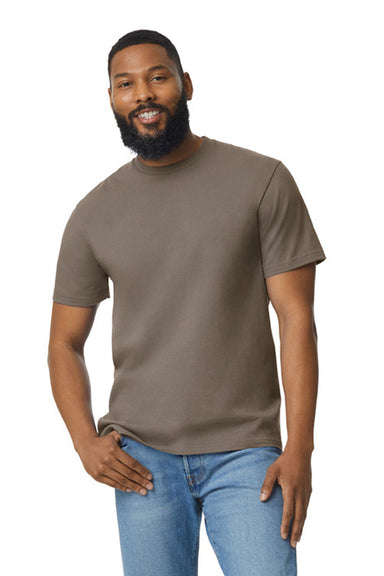 Gildan G650 Mens Softstyle Short Sleeve Crewneck T-Shirt Savana Brown Model Front