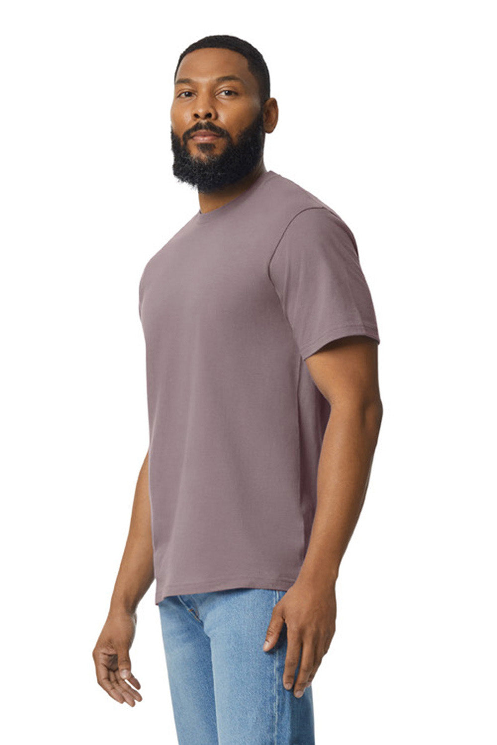 Gildan G650 Mens Softstyle Short Sleeve Crewneck T-Shirt Paragon Model Side