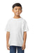 Gildan G650B Youth Softstyle Short Sleeve Crewneck T-Shirt White Model Front