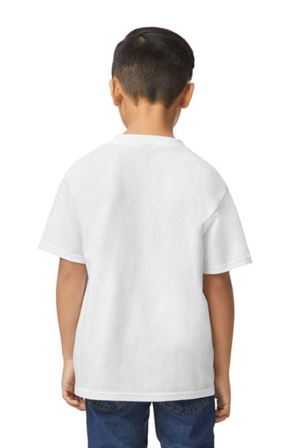 Gildan G650B Youth Softstyle Short Sleeve Crewneck T-Shirt White Model Back