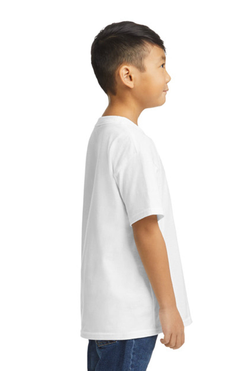 Gildan G650B Youth Softstyle Short Sleeve Crewneck T-Shirt White Model Side