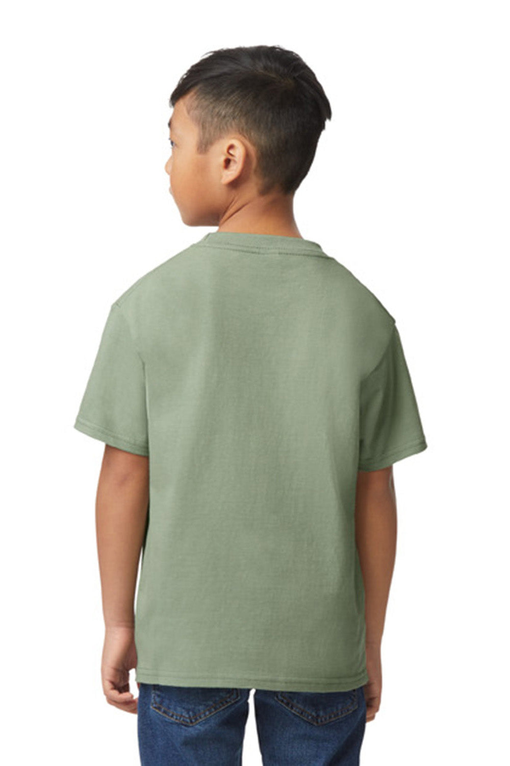 Gildan G650B Youth Softstyle Short Sleeve Crewneck T-Shirt Sage Green Model Back