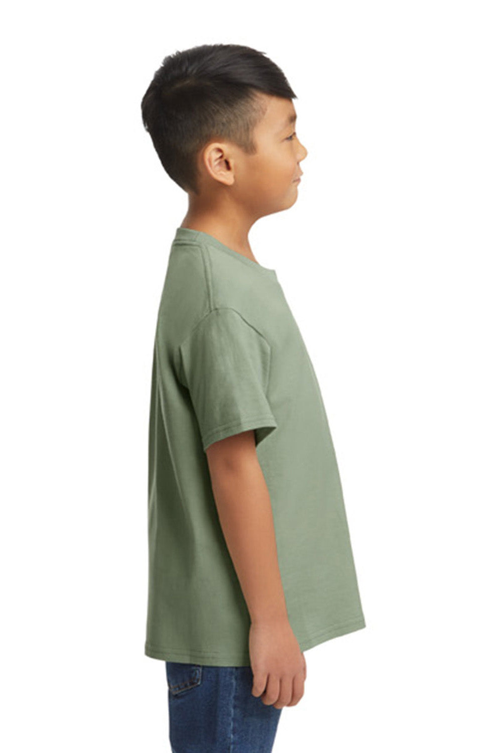 Gildan G650B Youth Softstyle Short Sleeve Crewneck T-Shirt Sage Green Model Side