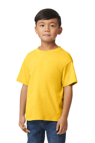 Gildan G650B Youth Softstyle Short Sleeve Crewneck T-Shirt Daisy Yellow Model Front