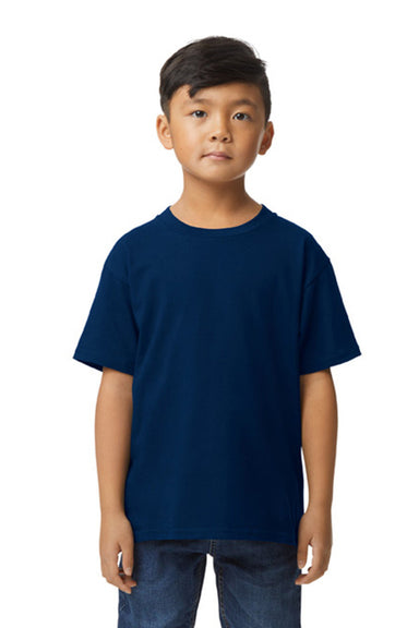 Gildan G650B Youth Softstyle Short Sleeve Crewneck T-Shirt Navy Blue Model Front