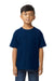 Gildan G650B Youth Softstyle Short Sleeve Crewneck T-Shirt Navy Blue Model Front