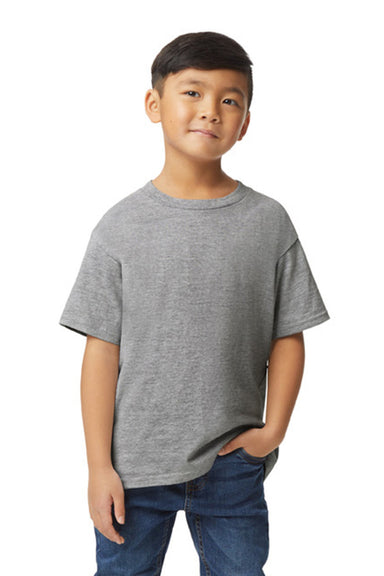 Gildan G650B Youth Softstyle Short Sleeve Crewneck T-Shirt Sport Grey Model Front