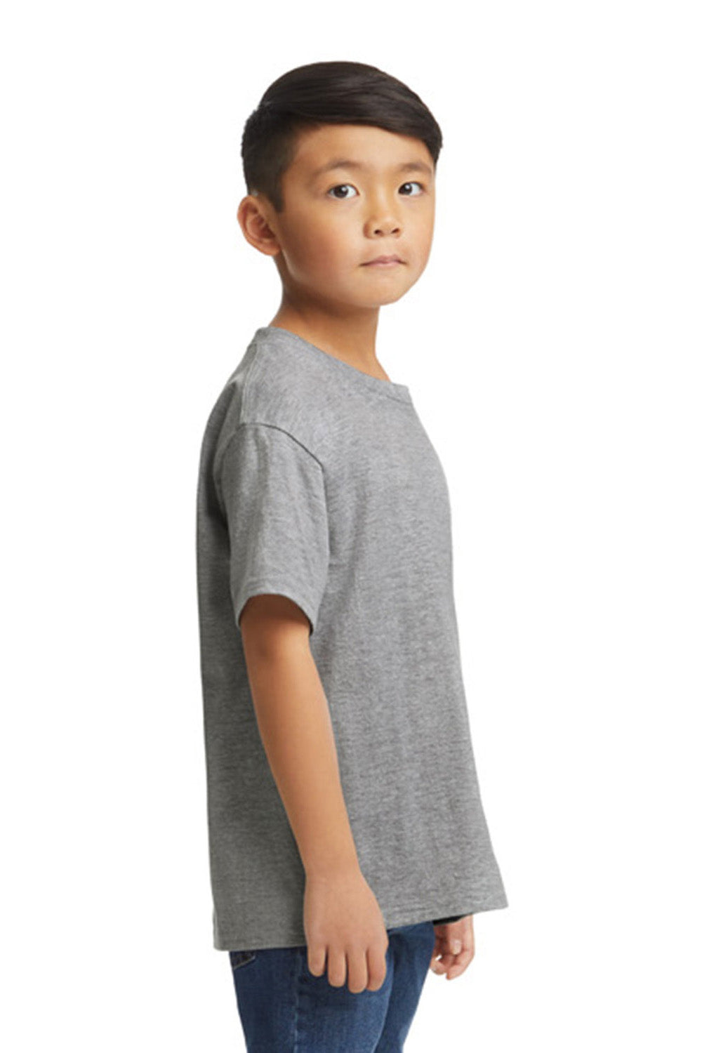 Gildan G650B Youth Softstyle Short Sleeve Crewneck T-Shirt Sport Grey Model Side