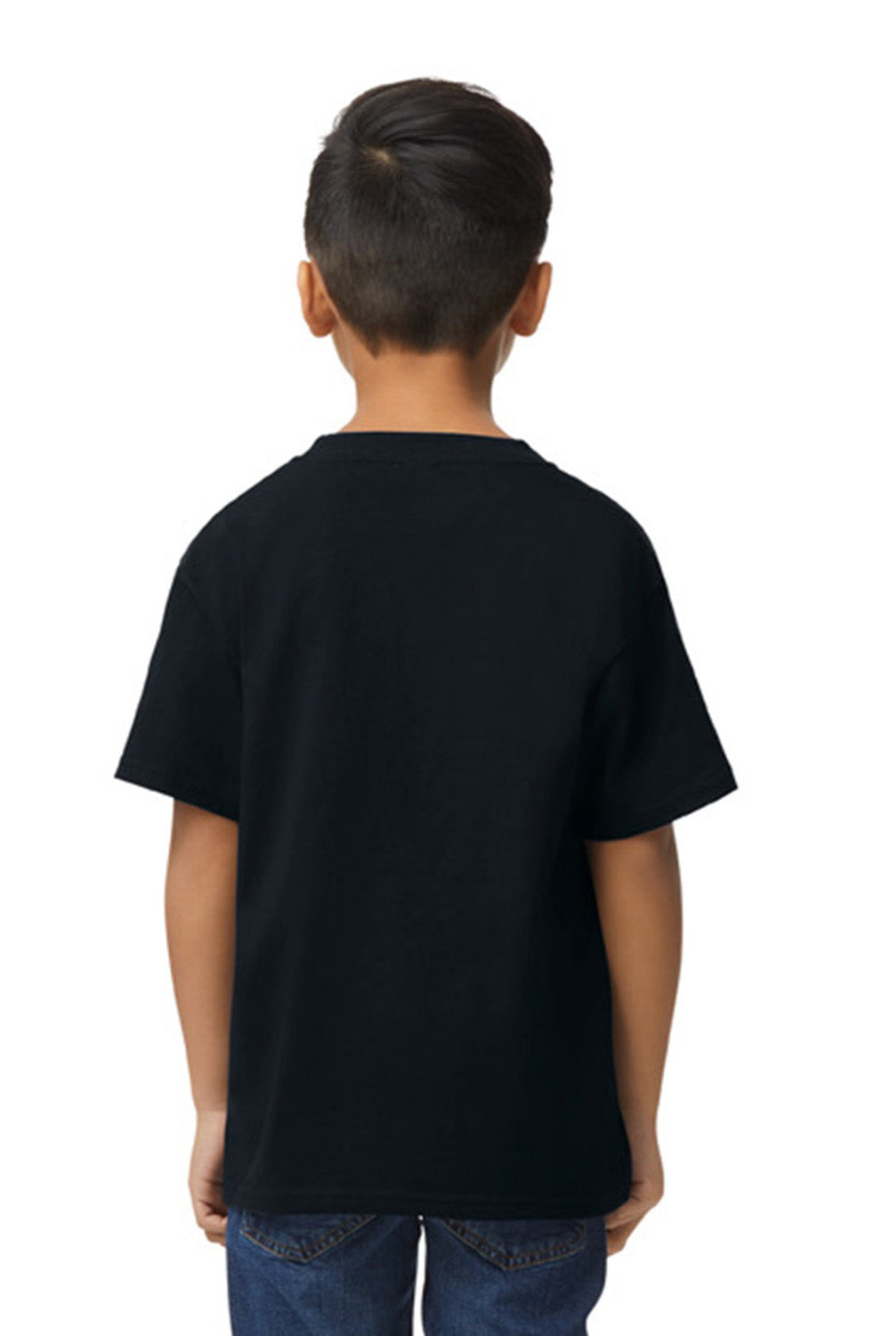 Gildan G650B Youth Softstyle Short Sleeve Crewneck T-Shirt Pitch Black Model Back