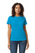 Gildan G650L Womens Softstyle Short Sleeve Crewneck T-Shirt Sapphire Blue Model Front