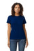 Gildan G650L Womens Softstyle Short Sleeve Crewneck T-Shirt Navy Blue Model Front