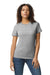 Gildan G650L Womens Softstyle Short Sleeve Crewneck T-Shirt Sport Grey Model Front