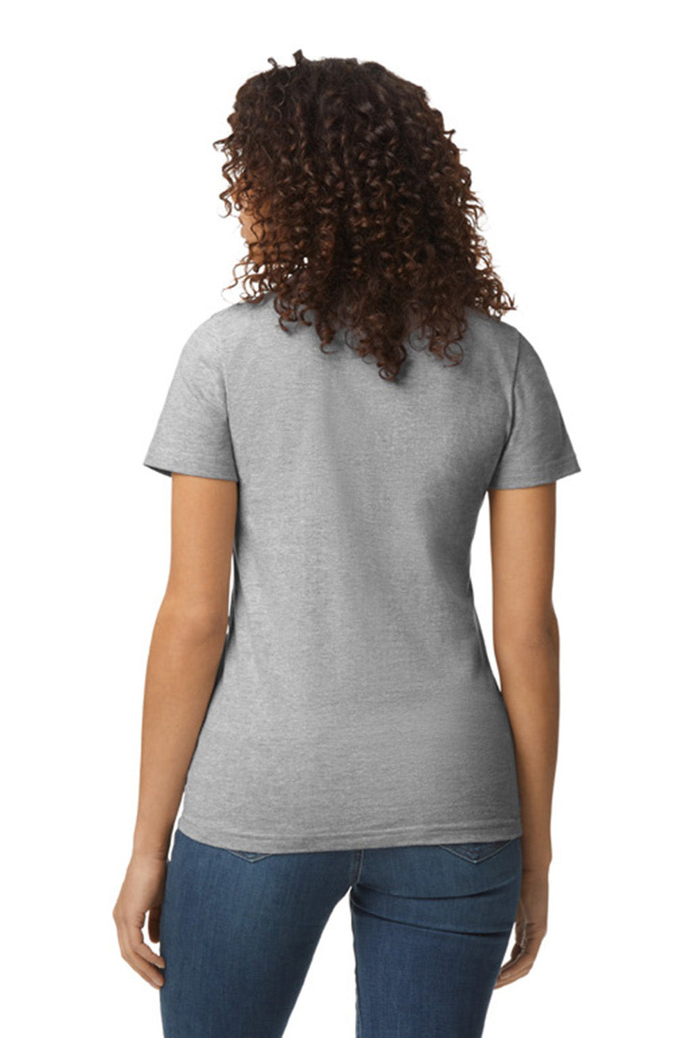 Gildan G650L Womens Softstyle Short Sleeve Crewneck T-Shirt Sport Grey Model Back