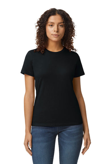 Gildan G650L Womens Softstyle Short Sleeve Crewneck T-Shirt Pitch Black Model Front