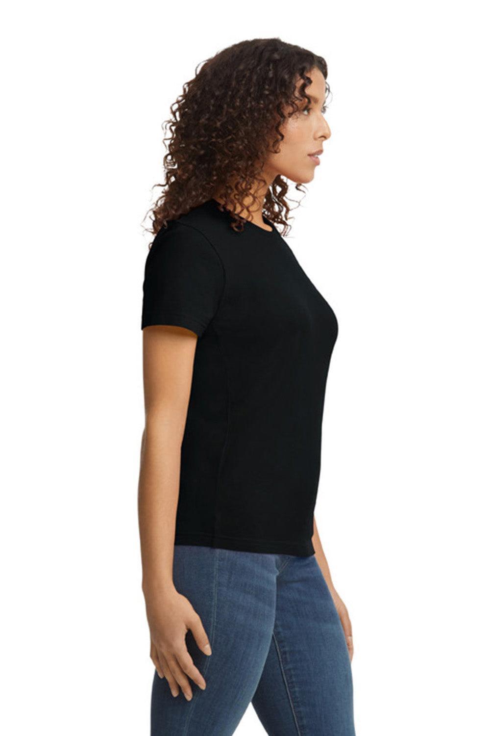 Gildan G650L Womens Softstyle Short Sleeve Crewneck T-Shirt Pitch Black Model Side