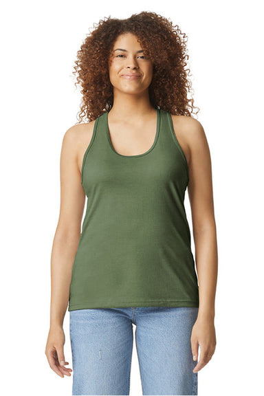 Gildan 67200L Womens Softstyle CVC Racerback Tank Top Cactus Green Model Front