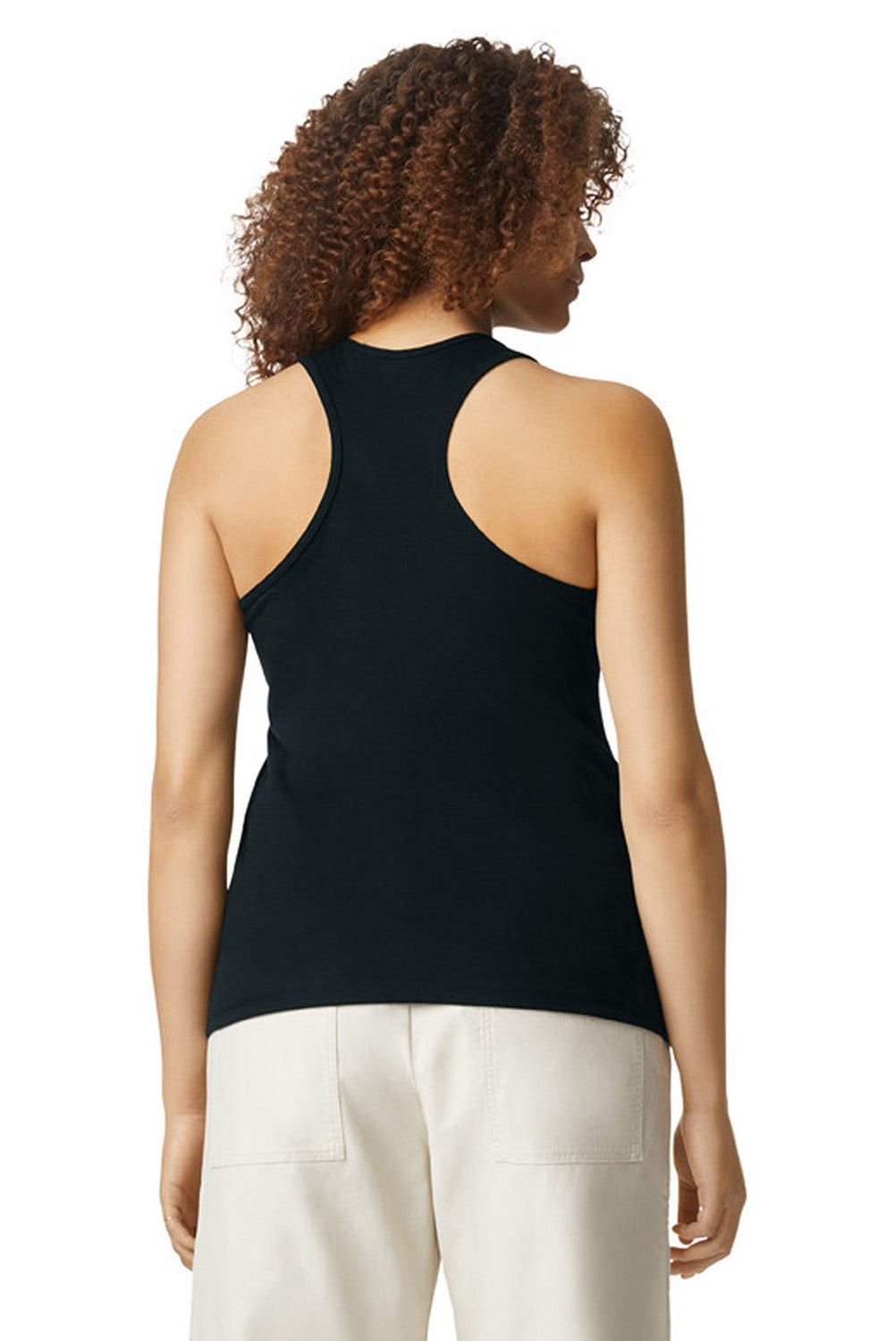 Gildan 67200L Womens Softstyle CVC Racerback Tank Top Pitch Black Model Back