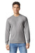 Gildan 67400 Mens Softstyle CVC Long Sleeve Crewneck T-Shirt Cement Grey Model Front