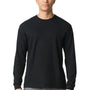 Gildan Mens Softstyle CVC Long Sleeve Crewneck T-Shirt - Pitch Black - NEW