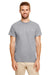 Gildan 8300/G830 Mens DryBlend Moisture Wicking Short Sleeve Crewneck T-Shirt w/ Pocket Heather Graphite Grey Model Front