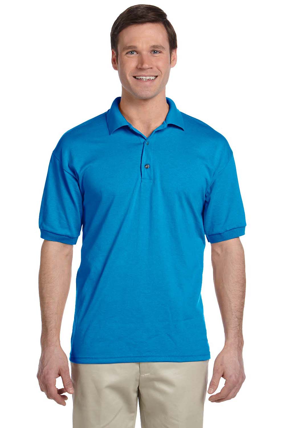 Gildan 8800/G880 Mens DryBlend Moisture Wicking Short Sleeve Polo Shirt Sapphire Blue Model Front