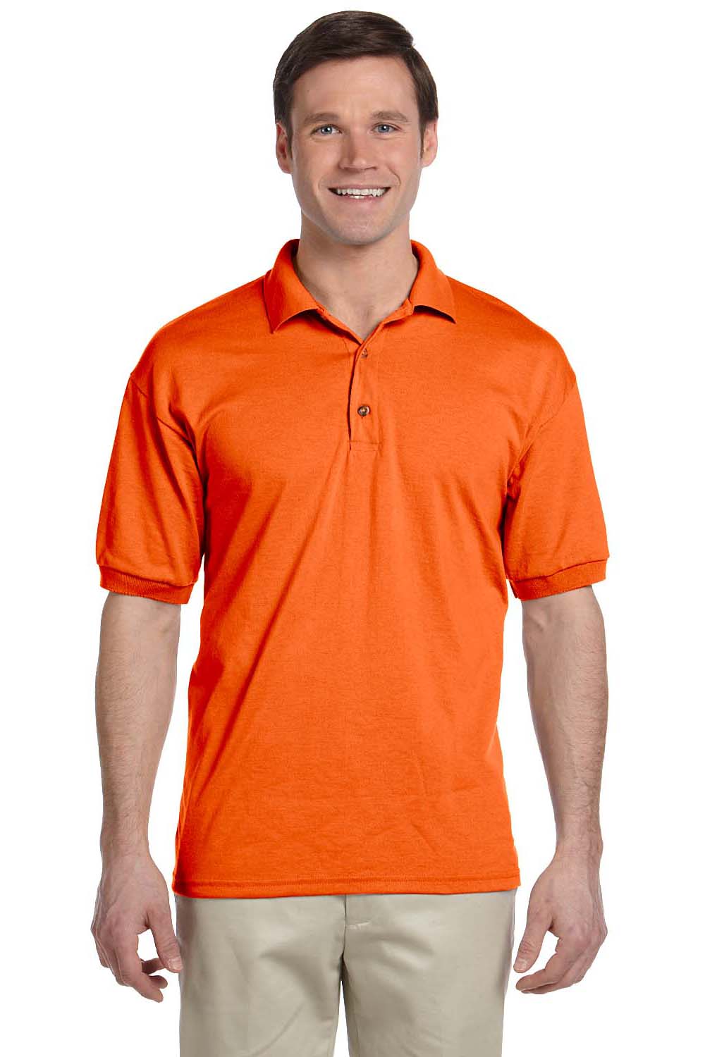 Gildan 8800/G880 Mens DryBlend Moisture Wicking Short Sleeve Polo Shirt Orange Model Front