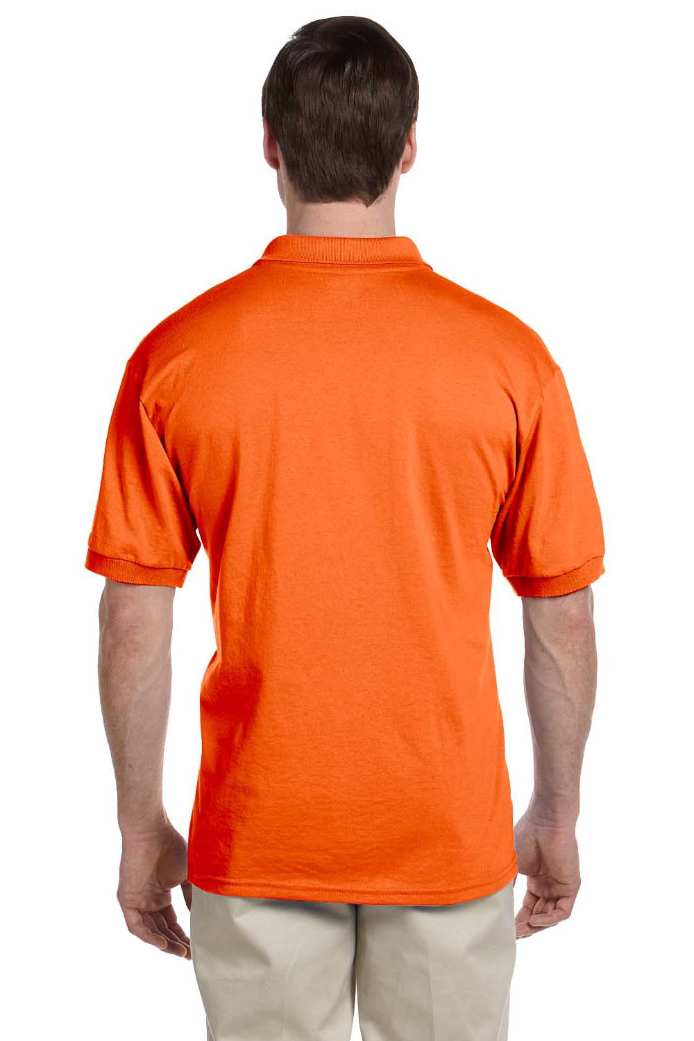 Gildan 8800/G880 Mens DryBlend Moisture Wicking Short Sleeve Polo Shirt Orange Model Back