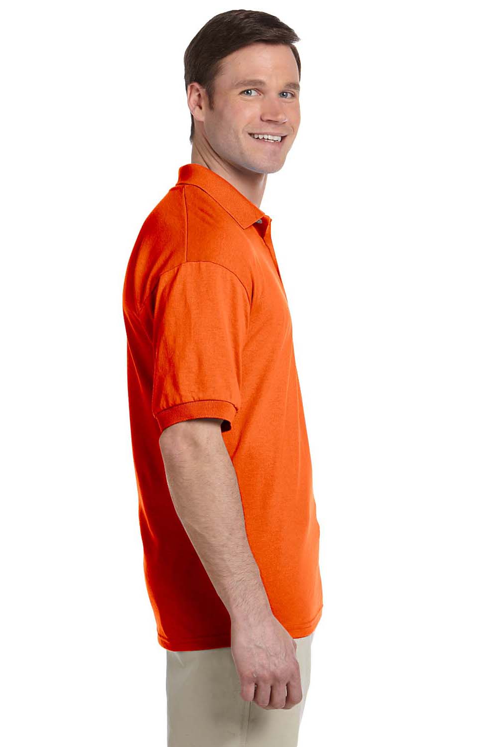 Gildan 8800/G880 Mens DryBlend Moisture Wicking Short Sleeve Polo Shirt Orange Model Side