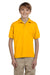 Gildan 8800B/G880B Youth DryBlend Moisture Wicking Short Sleeve Polo Shirt Gold Model Front