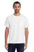 ComfortWash By Hanes GDH150 Mens Short Sleeve Crewneck T-Shirt w/ Pocket White Model Front