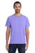 ComfortWash By Hanes GDH150 Mens Short Sleeve Crewneck T-Shirt w/ Pocket Lavender Purple Model Front