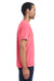 ComfortWash By Hanes GDH150 Mens Short Sleeve Crewneck T-Shirt w/ Pocket Coral Craze Pink Model Side