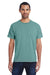 ComfortWash By Hanes GDH150 Mens Short Sleeve Crewneck T-Shirt w/ Pocket Cypress Green Model Front