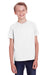 ComfortWash By Hanes GDH175 Youth Short Sleeve Crewneck T-Shirt White Model Front