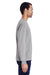 ComfortWash By Hanes GDH250 Mens Long Sleeve Crewneck T-Shirt w/ Pocket Concrete Grey Model Side