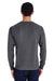 ComfortWash By Hanes GDH250 Mens Long Sleeve Crewneck T-Shirt w/ Pocket Railroad Grey Model Back