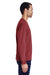 ComfortWash By Hanes GDH250 Mens Long Sleeve Crewneck T-Shirt w/ Pocket Cayenne Red Model Side