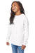 ComfortWash By Hanes GDH275 Youth Garment Dyed Long Sleeve Crewneck T-Shirt White Model 3q