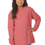 ComfortWash By Hanes Youth Garment Dyed Long Sleeve Crewneck T-Shirt - Coral Craze