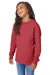 ComfortWash By Hanes GDH275 Youth Garment Dyed Long Sleeve Crewneck T-Shirt Crimson Fall Red Model 3q