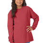 ComfortWash By Hanes Youth Garment Dyed Long Sleeve Crewneck T-Shirt - Crimson Fall Red