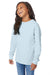 ComfortWash By Hanes GDH275 Youth Garment Dyed Long Sleeve Crewneck T-Shirt Soothing Blue Model 3q