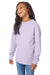 ComfortWash By Hanes GDH275 Youth Garment Dyed Long Sleeve Crewneck T-Shirt Future Lavender Purple Model 3q