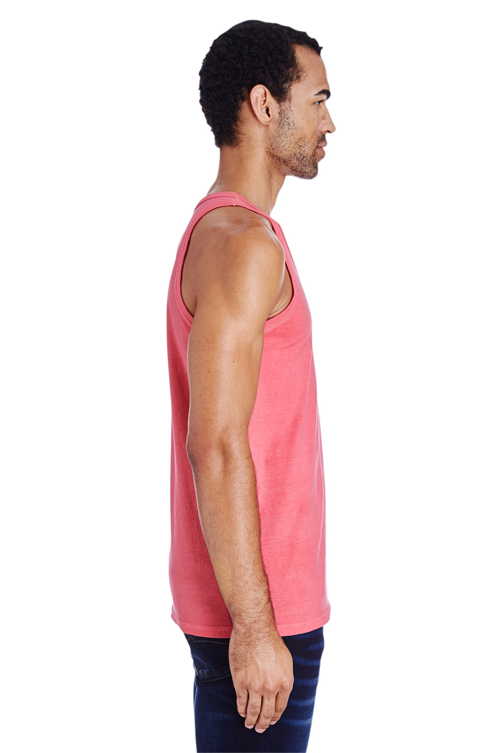 ComfortWash By Hanes GDH300 Mens Tank Top Coral Craze Pink Model Side