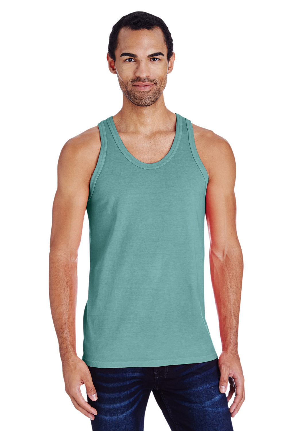 ComfortWash By Hanes GDH300 Mens Tank Top Cypress Green Model Front